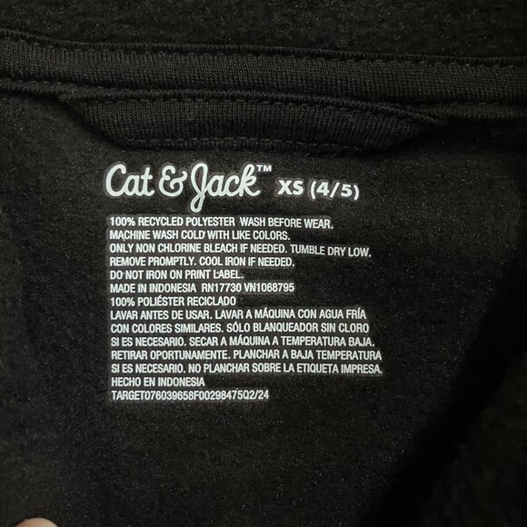 Cat & Jack Boys XS (4-5) Black 1/4 Snap Pullover Long Sleeves Fleece Sweatshirt - Picture 5 of 10